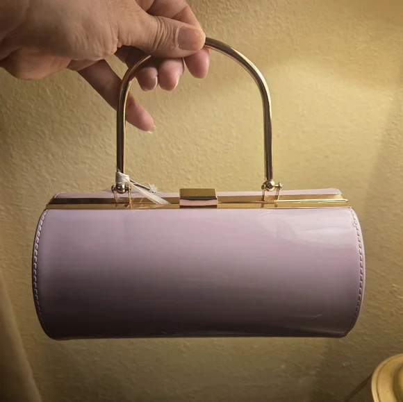 Elegant Lilac Top Handle Box Handbag | Crossbody With Twillie Included - Picture 2 of 9